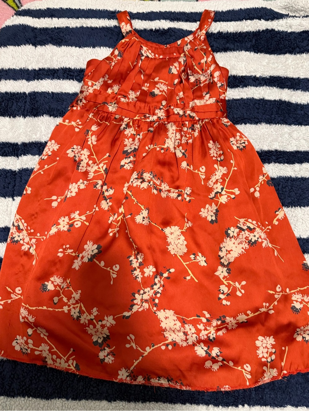 Girls Floral Red Sundress with Spaghetti Straps 6Y